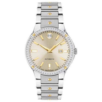 Movado SE Automatic Diamond Bezel Champagne Dial Two-Tone Watch | 33mm | 0607683