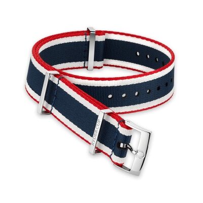 OMEGA NATO Polyamide RYDER CUP Watch Strap | Blue and White with Red Borders | 20mm | O031CWZ005929