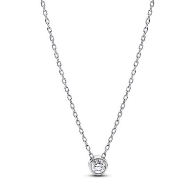 Pandora Era Bezel 0.15ctw Lab-Grown Diamond Sterling Silver Pendant Necklace