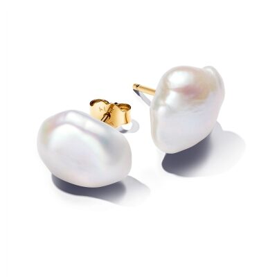 Pandora Essence Baroque Treated Freshwater Cultured Pearl Gold-Plated Stud Earrings
