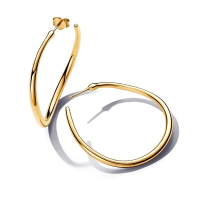 Pandora Essence Organically Shaped 42 mm Open Gold-Plated Hoop Earrings