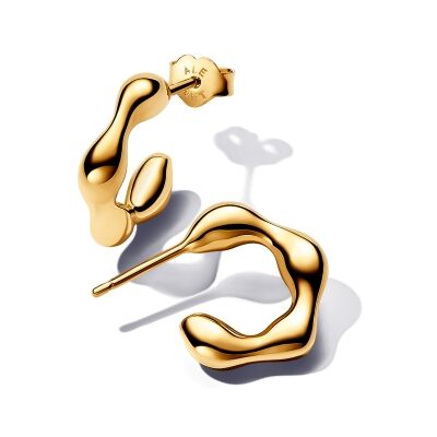 Pandora Essence Organically Shaped Open Gold-Plated Hoop Earrings