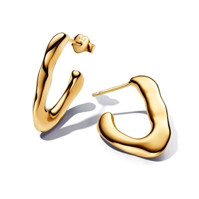 Pandora Essence Organically V-shaped Open Gold-Plated Hoop Earrings