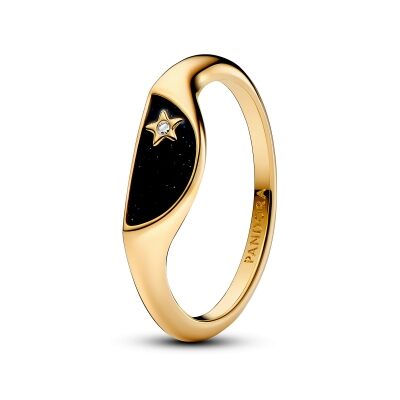 Pandora ME Halved Enamel Gold-Plated Signet Ring