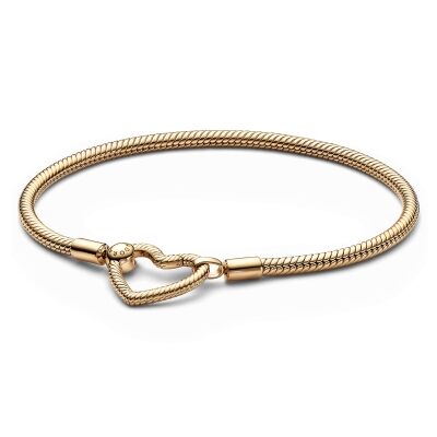 Pandora Moments Heart Closure Snake Chain Bracelet | Yellow Gold