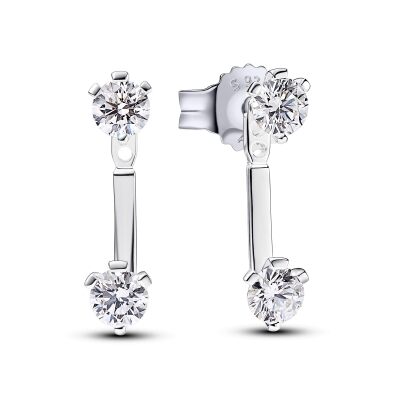Pandora Nova 1.00ctw Lab-Grown Diamond Stud Sterling Silver Drop Jacket Earrings