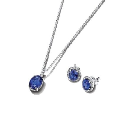 Pandora Sparkling Statement Halo Necklace and Earring Gift Set
