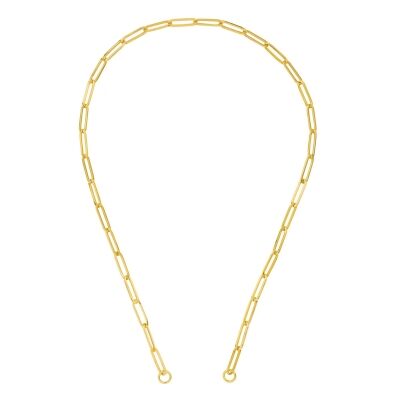 Yellow Gold Hollow Split Paperclip Push Lock Chain | 5mm | 20 Inches