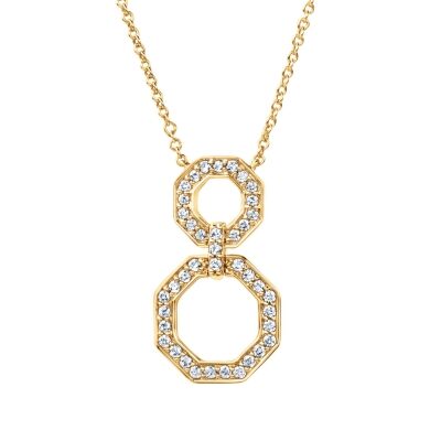 1/4ctw Diamond Double Octagon Yellow Gold Pendant Necklace