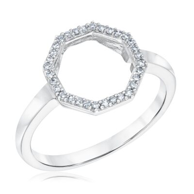 1/10ctw Diamond White Gold Octagon Ring