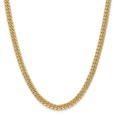 Yellow Gold Semi-Solid Miami Cuban Chain Necklace | 6mm | 18 inches