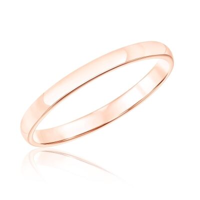 Super Low Dome 10k Rose Gold Wedding Band 2mm