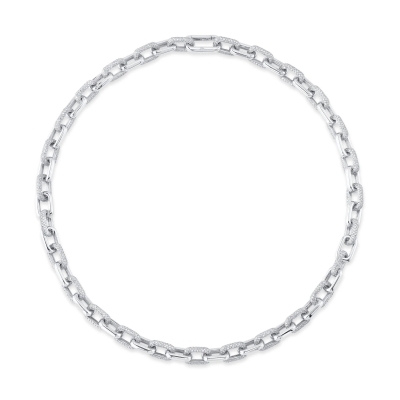 Shy Creation 8 3/4ctw Diamond Pave White Gold Link Necklace