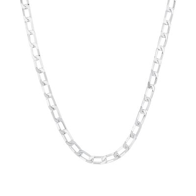 Sterling Silver Long Open Curb Chain Necklace 6mm - 22 Inches