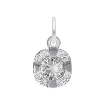 Sterling Silver April Petite Birthstone 2D Charm