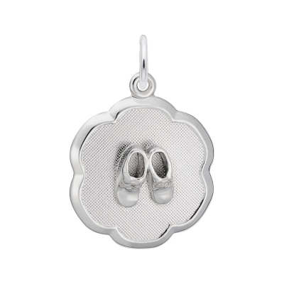 Sterling Silver Baby Shoes Disc Flat Charm
