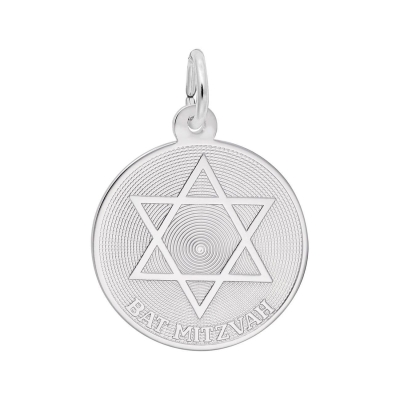 Sterling Silver Bat Mitzvah Flat Charm