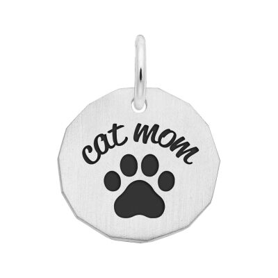 Sterling Silver Cat Mom Flat Charm