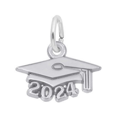 Sterling Silver Graduation Cap 2024 Flat Charm