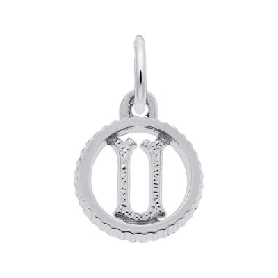 Sterling Silver Initial U Small Open Disc Flat Charm