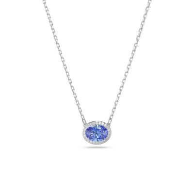 Swarovski Crystal and Zirconia Constella Rhodium-Plated Blue Pendant Necklace
