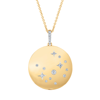 The Little Prince® 1/8ctw Diamond Cosmos Yellow Gold Pendant Necklace