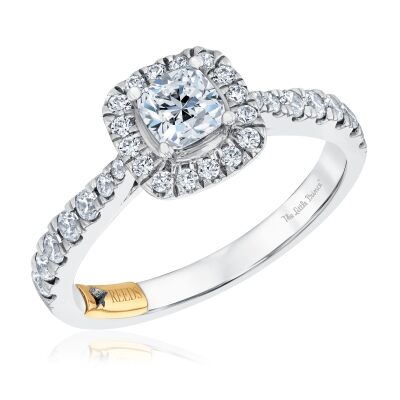 The Little Prince® 1ctw Cushion Diamond Halo Two-Tone Engagement Ring