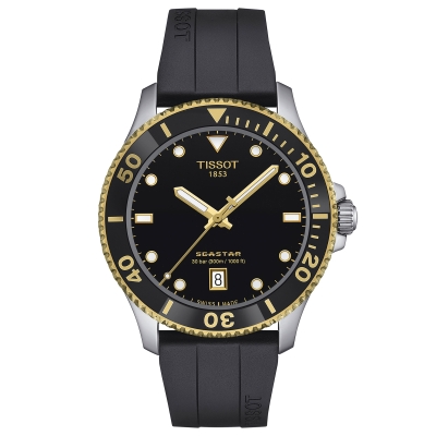 Tissot T-Sport Seastar 1000 Quartz Diver Black Dial Black Rubber Strap Watch | 40mm | T1204102705100