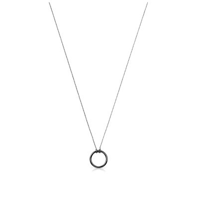 TOUS Dark Sterling Silver Plated Circle Necklace