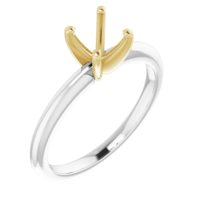 Two-Tone White and Yellow Gold Solitaire Engagement Ring Setting