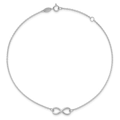 White Gold Polished Infinity Anklet