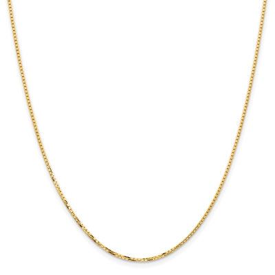 Yellow Gold Solid Concave Box Chain Necklace | 1.45mm | 24 Inches