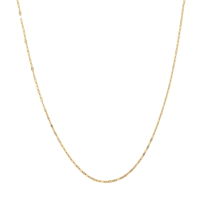 Yellow Gold Flat Oval Chain Necklace 2mm, 18 Inches