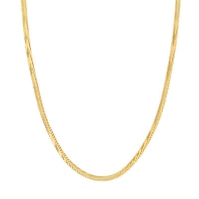 Yellow Gold Hollow Diamond Cut Snake Chain Necklace - 4.2mm
