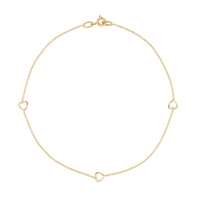 Yellow Gold Multi Heart Anklet