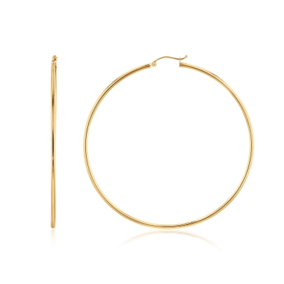 Yellow Gold Polished 70mm Hoop Earrings
