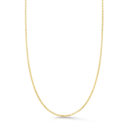 Yellow Gold Solid Adjustable Box Chain Necklace | 0.68mm | 22 Inches