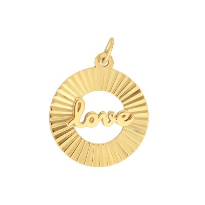 Yellow Gold Solid Love Radiant Medallion Pendant | 13mm