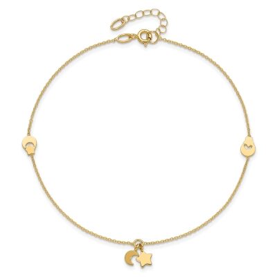 Yellow Gold Star and Moon Station Anklet