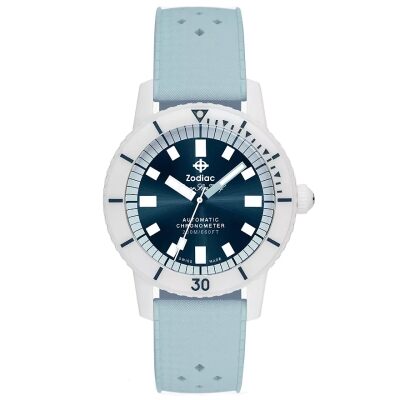 Zodiac Super Sea Wolf Ceramic Compression Diver Automatic Blue Rubber Strap Watch 41mm - ZO9590
