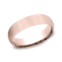 14k Rose Gold 6mm Satin Finish Comfort Fit Wedding Band 1