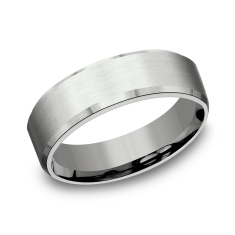 14k White Gold 6.5mm Satin Finish Slight Bevel Edge Lightweight Comfort Fit Wedding Band 1