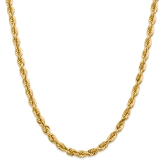 14k Yellow Gold 5.5mm Diamond-Cut Rope Chain Necklace