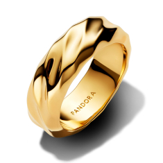 Pandora Essence Rippled Wide Band Gold-Plated Ring 1