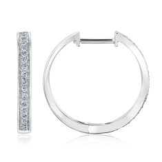 1/5ctw Diamond 10k White Gold Hoop Earrings 1