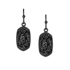 Kendra Scott Lee Gunmetal Black Drusy Earrings 1