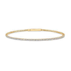 REEDS Flexible 1 1/2ctw Diamond Yellow Gold Bangle Bracelet 1