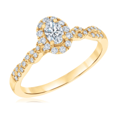 1/2 ctw Oval Diamond Halo Yellow Gold Engagement Ring | Glow Collection 1