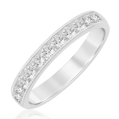 1/2ctw Round Diamond White Gold Milgrain Wedding Band - Embrace Collection 1