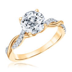 1 7/8ctw ECONIC Star Round Lab Grown Diamond Yellow Gold Twist Band Engagement Ring 1